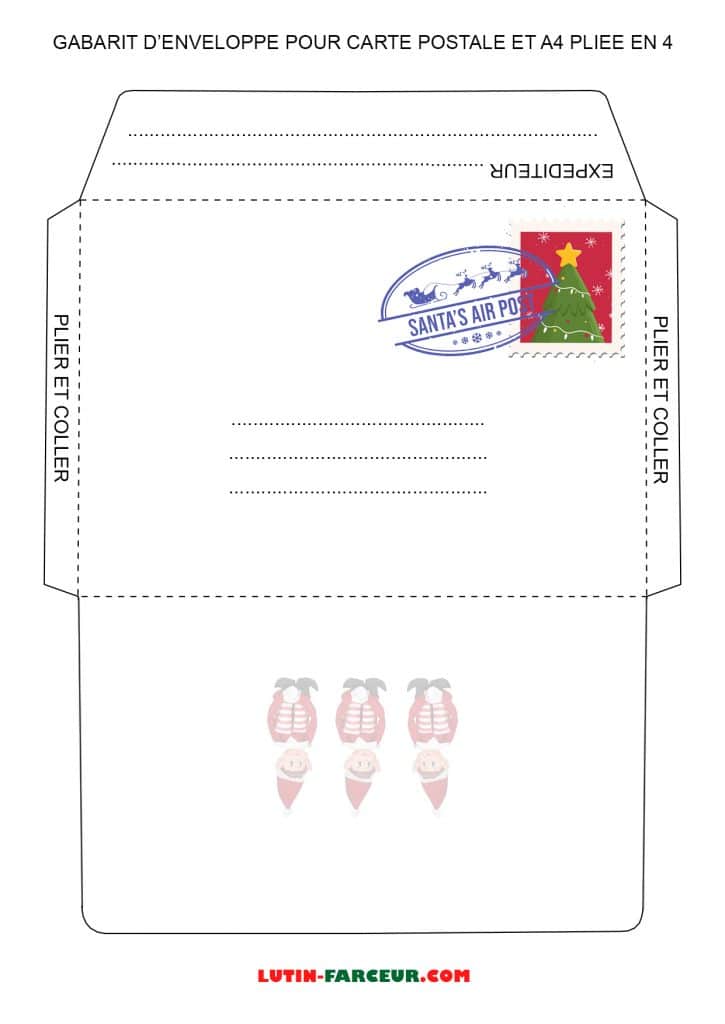 Kit lutin farceur : lettre, carte postales et enveloppe Père Noel
