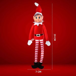 Lot De 2 Lutins Farceurs De Noël 45 Cm - Corps Mou, Visage Vinyle - Décoration Élfe Farceur Rouge