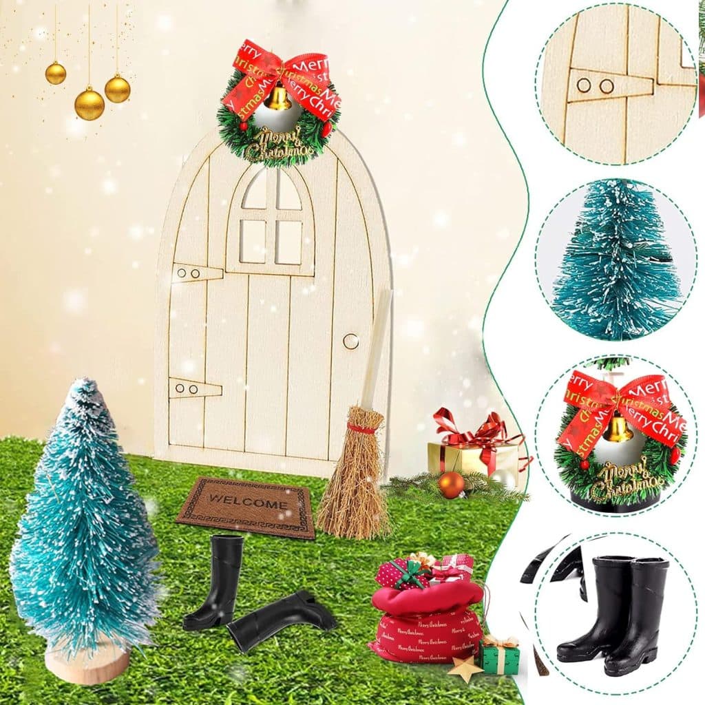 Kit Porte Lutin De Noël - 12 Accessoires Miniatures Lumineux | Pour Décoration Maison, Village De Noël - 4