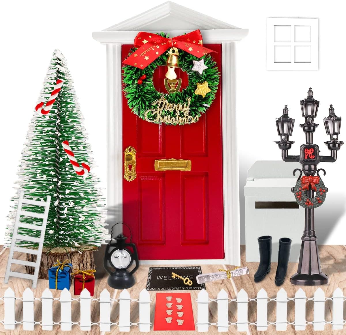Porte De Lutin De NoëL Kit, Lutin De Noel Accessoire, Miniature Decoration  Noel Elfe Farceur De Noel Accessoires, Meuble Lutin De Noel Decorative Bois