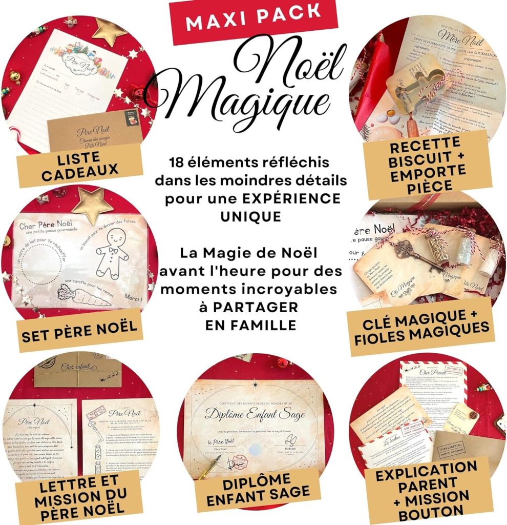 Maxi Pack Noël Magique - Mission Super Lutin, Lettre Père Noël, Poussière Magique - Expérience Unique Fait En France
