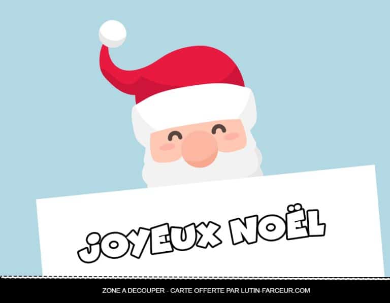 Sourire d'un p&egrave;re Noel sur carte de voeux &agrave; imprimer