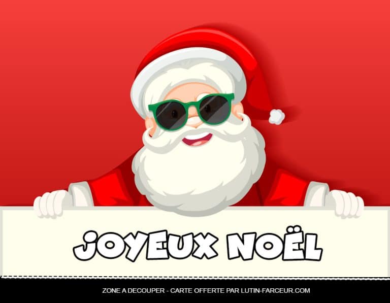 Carte de P&egrave;re Noel qui rigole &agrave; imprimer