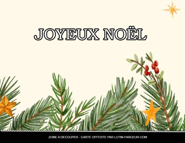 Branche de Noel et carte &agrave; imprimer - Dessin de No&euml;l