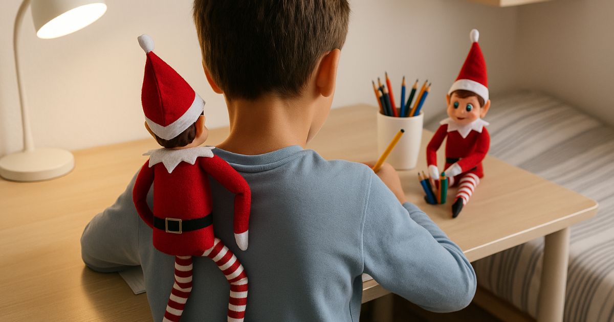 Suspension de Noël en tissu (H30 cm) Jambes de lutin farceur - Boule et déco de
