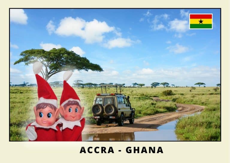 Imprimer la carte postale des 2 lutins farceurs rouges au Ghana
