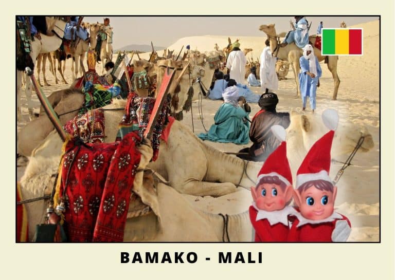 Imprimer la carte postale des 2 lutins farceurs rouges au mali