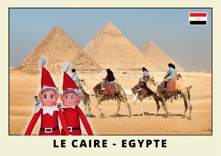 Imprimer la carte postale des 2 lutins farceurs rouges en &eacute;gypte
