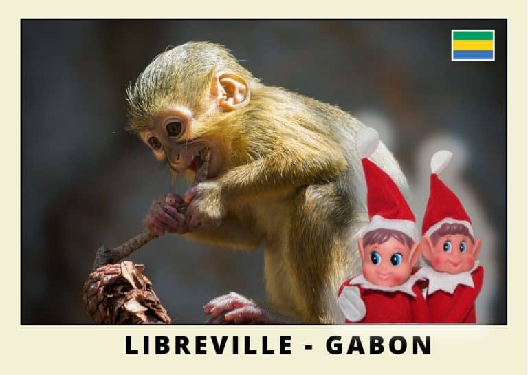 Imprimer la carte postale des 2 lutins farceurs rouges au Gabon
