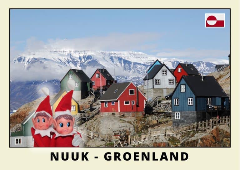 Imprimer la carte postale des 2 lutins farceurs rouges au Groenland