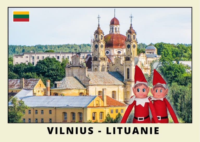 Imprimer la carte postale des 2 lutins farceurs rouges en lituanie