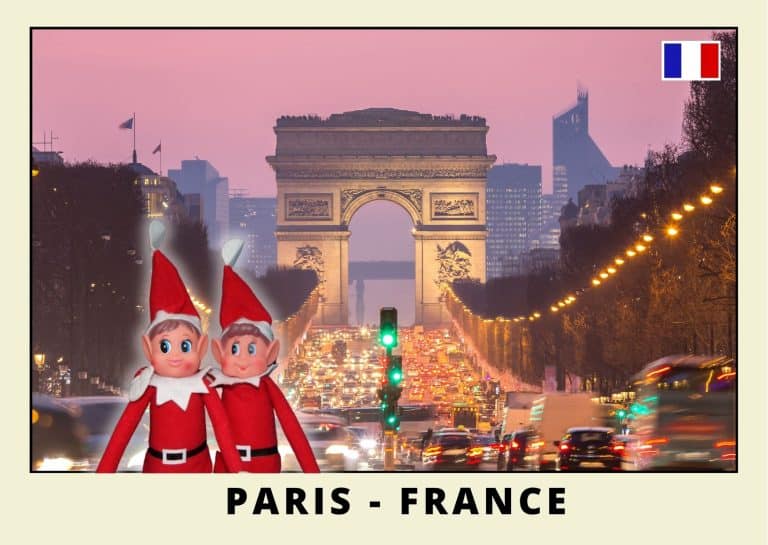 Imprimer la carte postale des 2 lutins farceurs rouges a Paris champs &eacute;lys&eacute;es