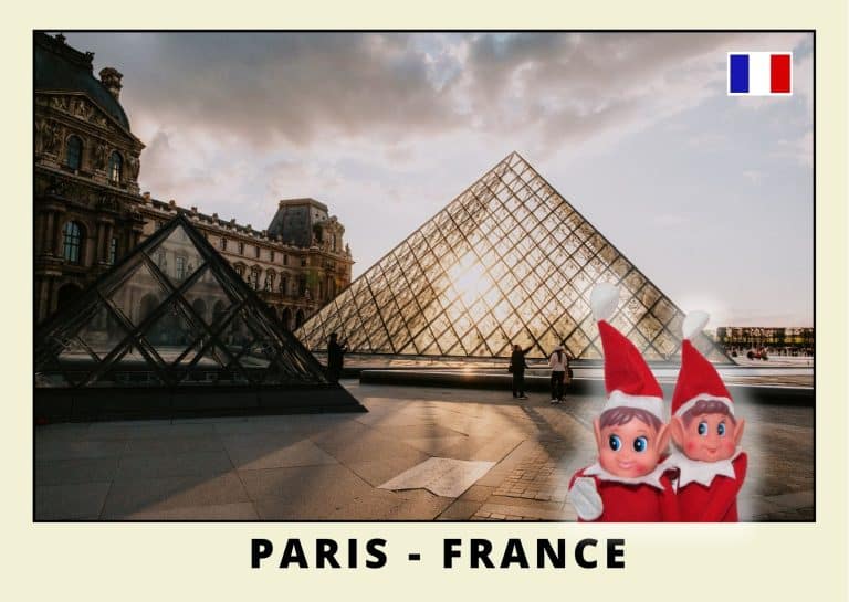 Imprimer la carte postale des 2 lutins farceurs rouges a Paris louvres