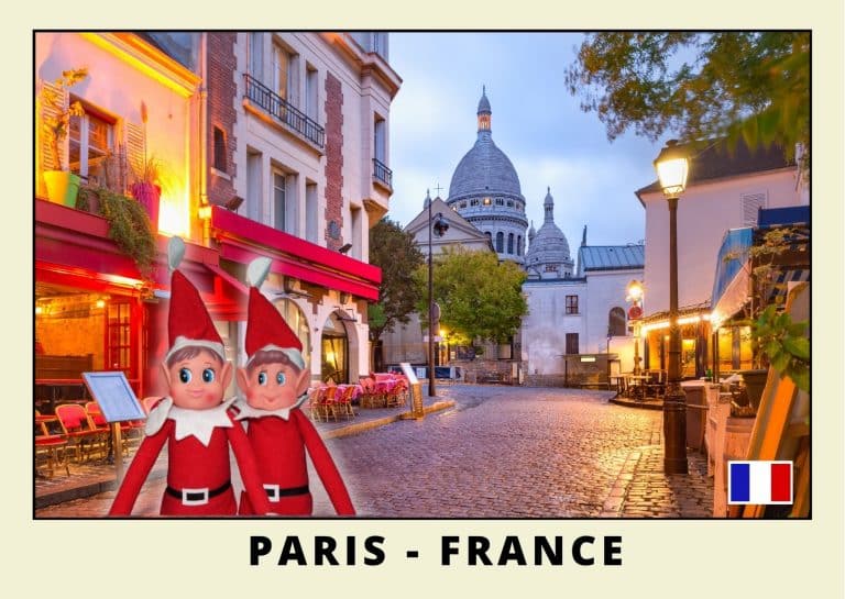 Imprimer la carte postale des 2 lutins farceurs rouges a Paris montmartre