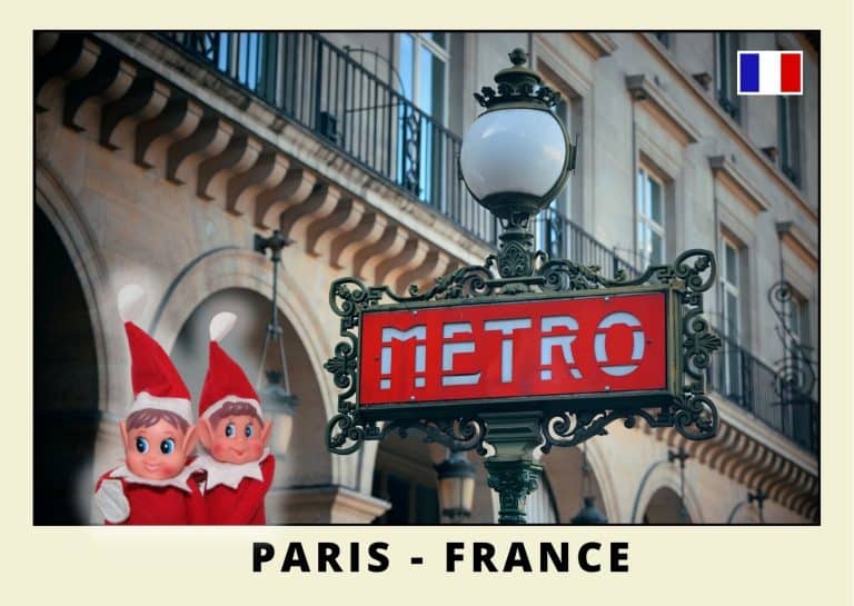 Imprimer la carte postale des 2 lutins farceurs rouges a Paris dans le m&eacute;tro
