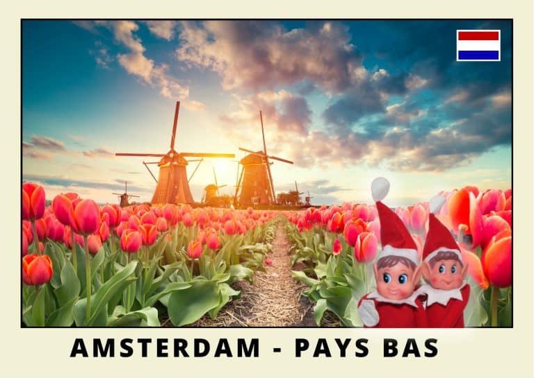 Imprimer la carte postale des 2 lutins farceurs rouges aux pays bas