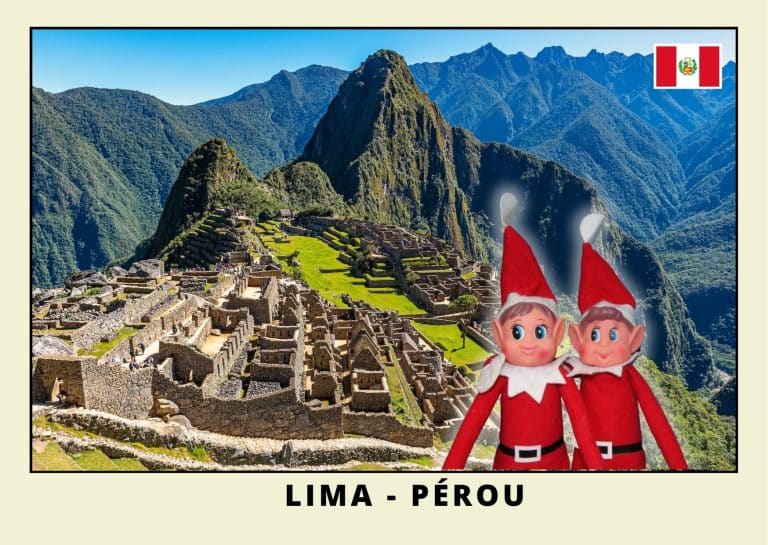 Imprimer la carte postale des 2 lutins farceurs rouges au p&eacute;rou