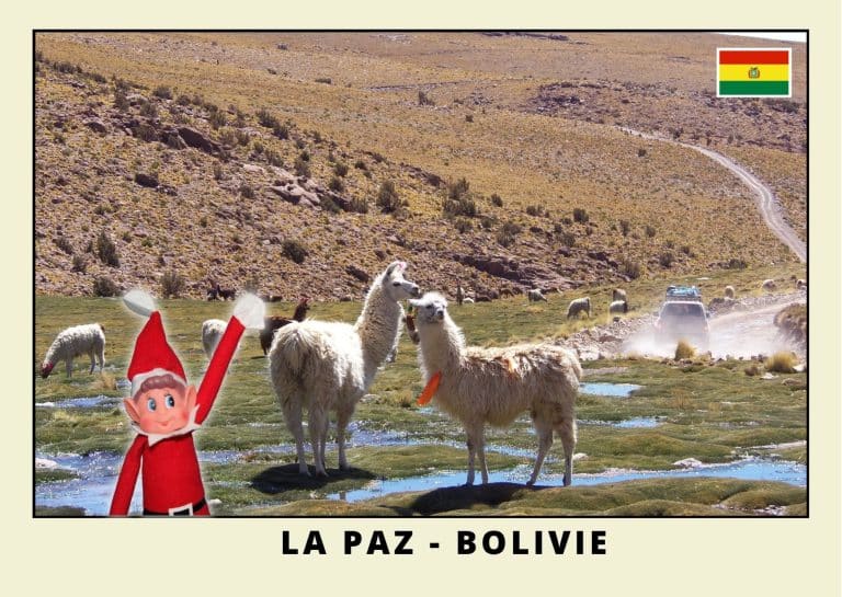 Carte postale du lutin rouge en Bolivie