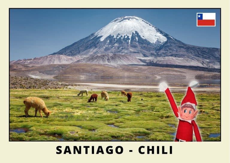 Carte postale du lutin rouge au Chili