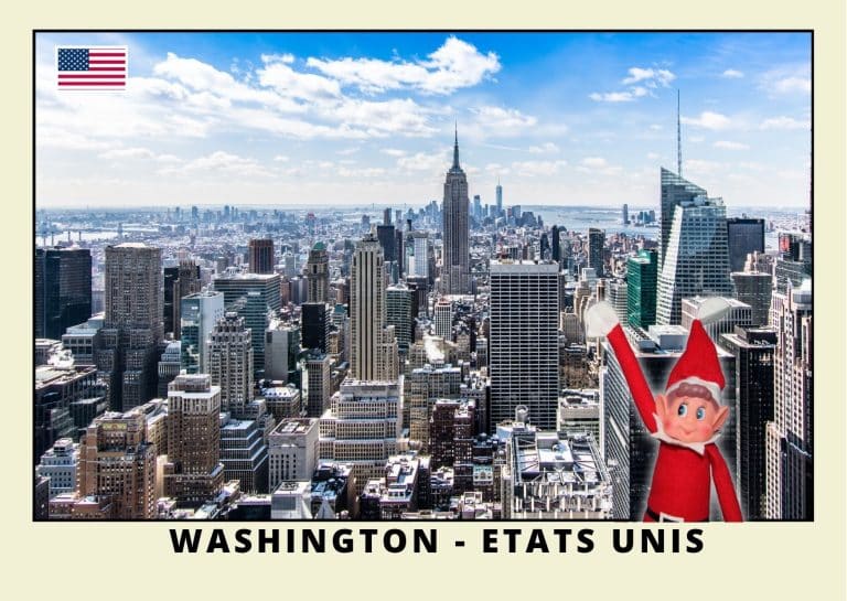 Carte postale du lutin farceur rouge aux etats unis