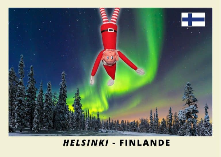 Carte postale du lutin farceur rouge en Finlande