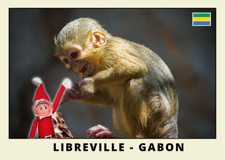 Carte postale du lutin farceur rouge au Gabon