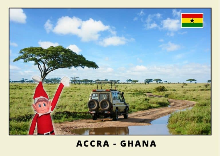 Carte postale du lutin farceur rouge au Ghana