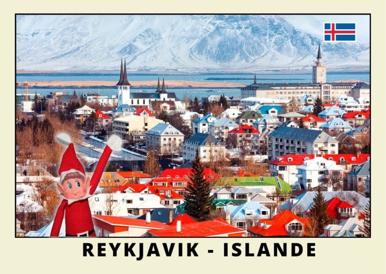 Carte postale du lutin farceur rouge en Islande