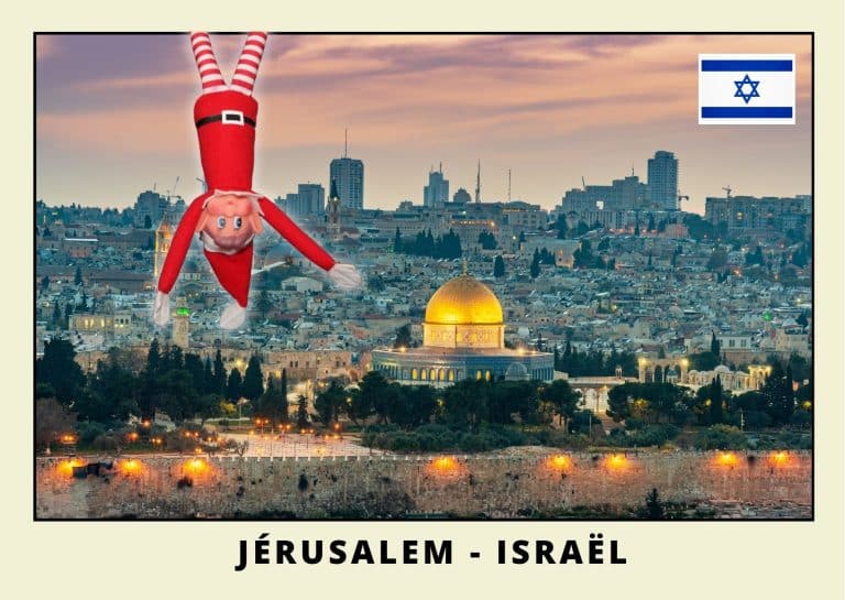 Carte postale du lutin farceur rouge en Israel