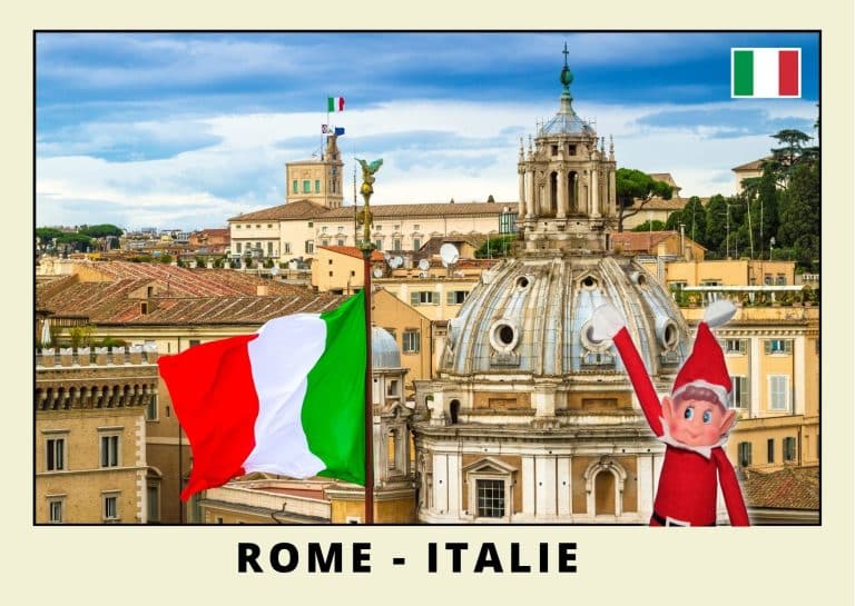 Carte postale du lutin farceur rouge en Italie
