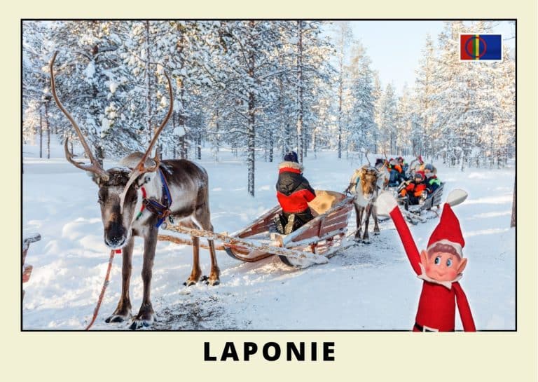 Carte postale du lutin farceur rouge en Laponie