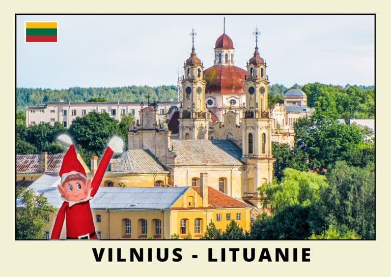 Carte postale du lutin farceur rouge en Lituanie