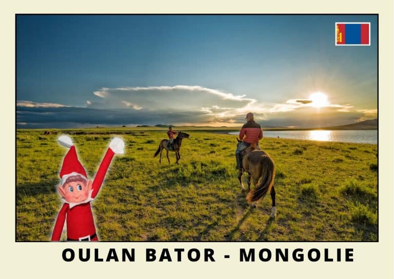 Carte postale du lutin farceur rouge en Mogolie