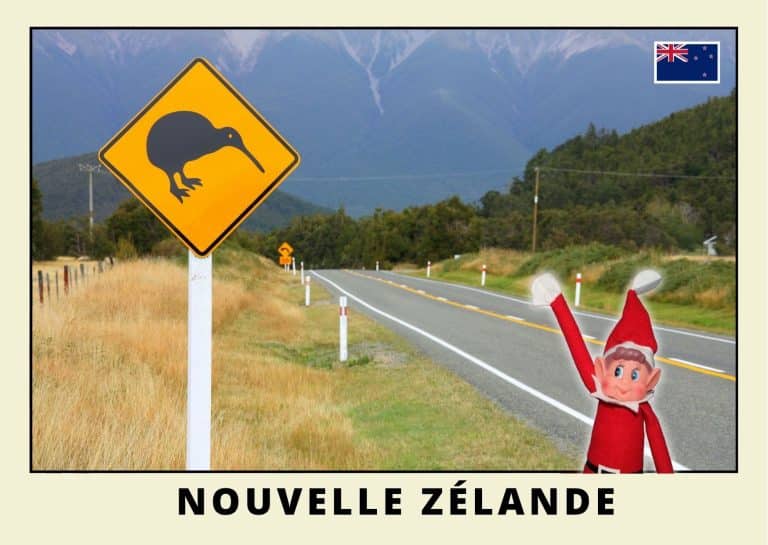 Carte postale du lutin farceur rouge en NZ