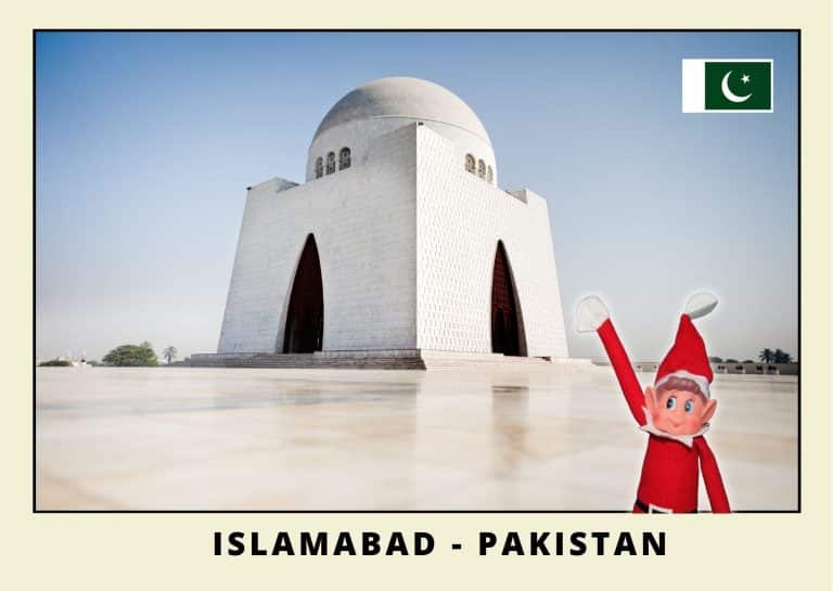 Carte postale du lutin farceur rouge au pakistan