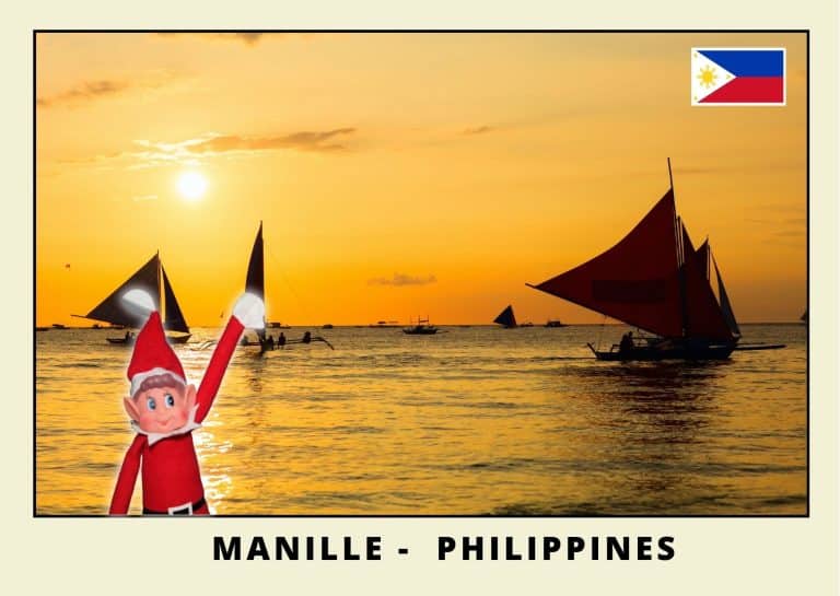 Carte postale du lutin farceur rouge aux philippines