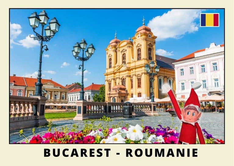 Carte postale du lutin farceur rouge en Roumanie