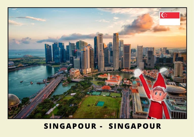Carte postale du lutin farceur rouge a Singapour