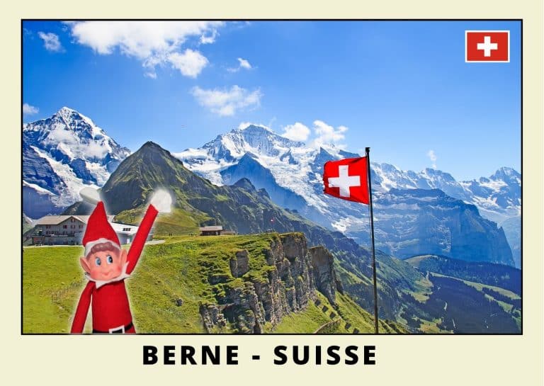 Carte postale du lutin farceur rouge en Suisse