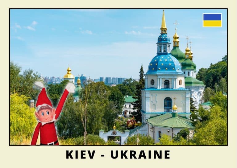 Carte postale du lutin farceur rouge en Ukraine