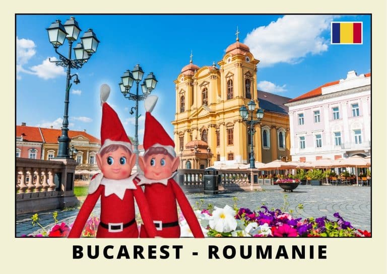 Imprimer la carte postale des 2 lutins farceurs rouges en roumanie