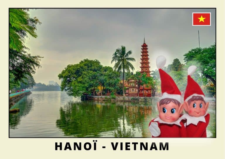 Imprimer la carte postale des 2 lutins farceurs rouges au vietnam