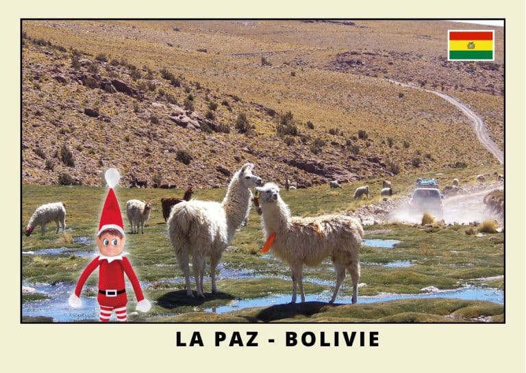 Carte postale lutine rouge en Bolivie