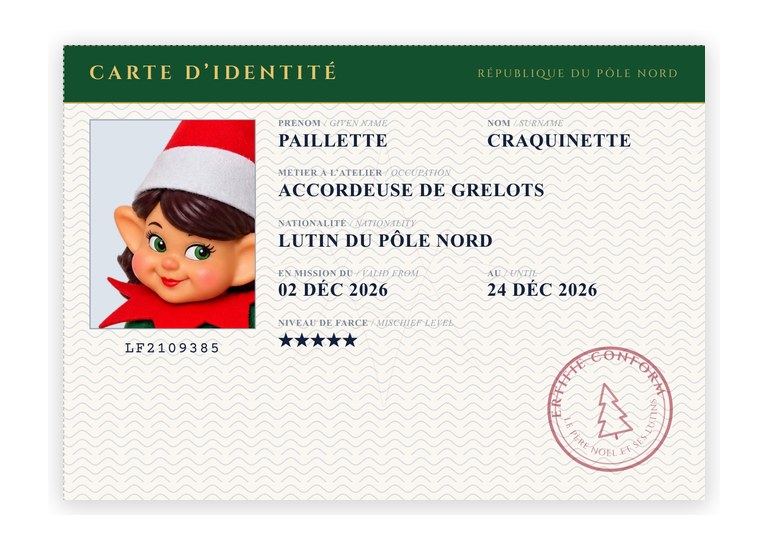 exemple de carte d'identité de lutine verte