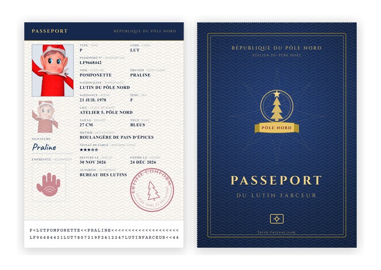 exemple de passeport de lutine farceur bleu recto