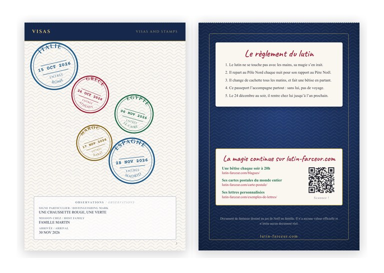 exemple de passeport de lutine farceur bleu verso
