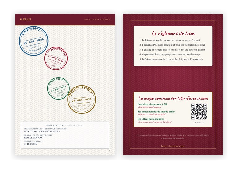 exemple de passeport de lutin farceur rouge verso