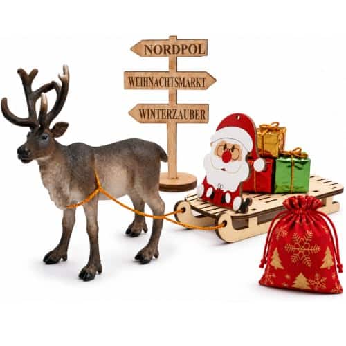 Traîneau du Père Noël et renne miniatures