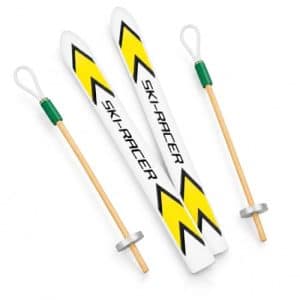 Skis miniatures avec bâtons pour lutin