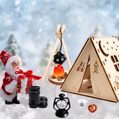 Kit bivouac du lutin : tente, bottes et feu de camp